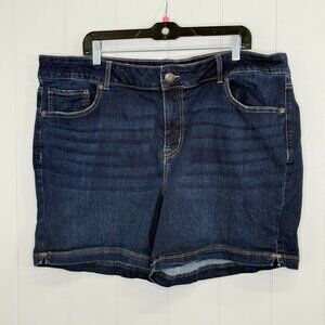 M by Maurices Denim Shorts 22W Dark Wash High Rise Midi jean Shorts Plus Size